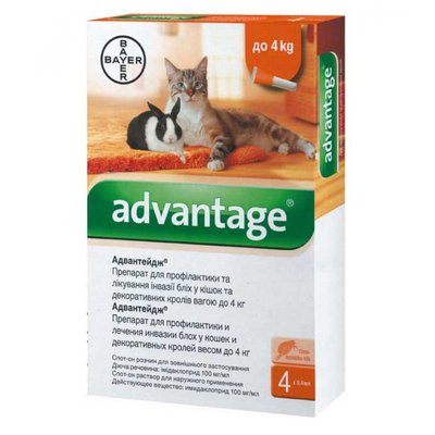 Капли на холку от блох у котов Bayer Advantage 40 для котов до 4 кг, 1 пипетка 54165 фото