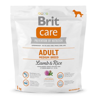 Brit Care Adult Medium Breed Lamb and Rice гипоаллергенный корм для собак средних пород (10-25 кг), 1 кг 132711/9942 фото