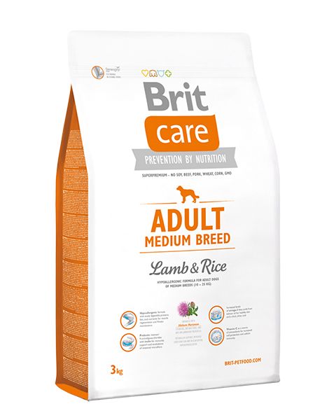Brit Care Adult Medium Breed Lamb and Rice гипоаллергенный корм для собак средних пород (10-25 кг), 3 кг 132710/9935 фото