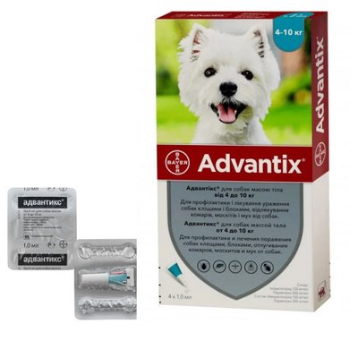 Bayer Адвантикс від бліх та кліщів у собак 4-10 кг, 1 п (4 в уп.) 54168 фото