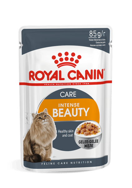 Вологий корм для котів з чутливою шкірою пауч Royal Canin Intense Beauty шматочки в желе 85 г 4151001/311721 фото